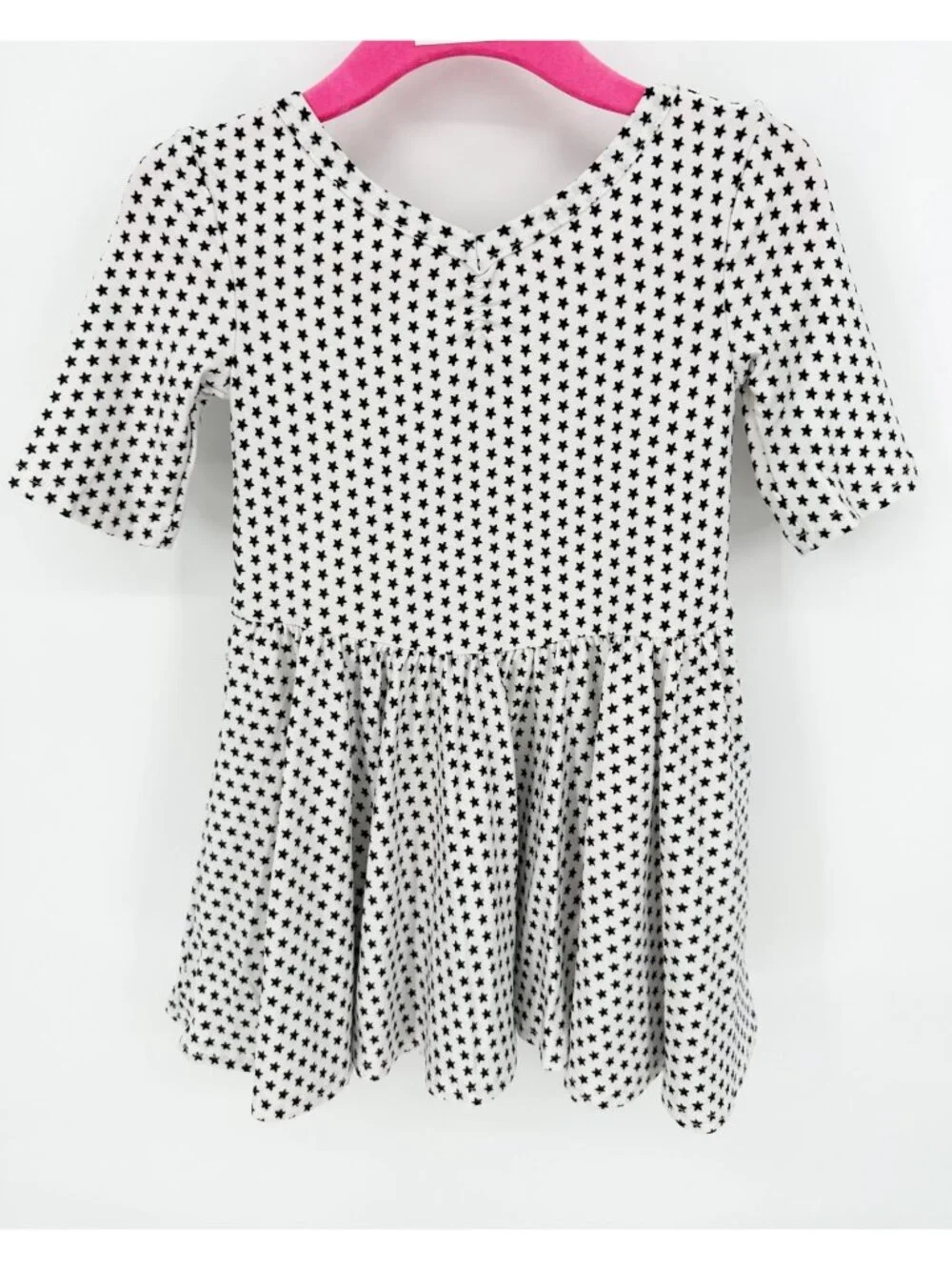 Dotdotsmile Girls Dress Size 12/24 Months White with Black Stars Print New With